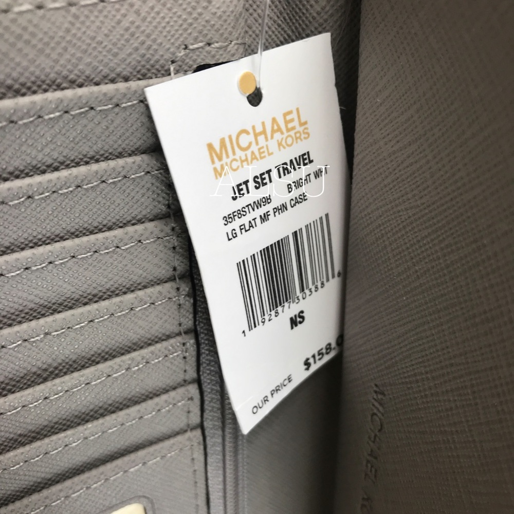 Michael Kors Flat Wristlet Wallet Mini Logo White - Picture 6 of 7